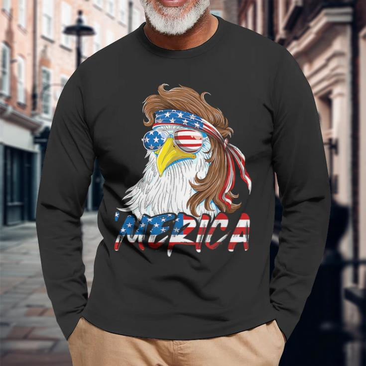 4Th Of July Eagle Mullet Merica 4Th Of July American Mullet Long Sleeve T-Shirt T-Shirt Gifts for Old Men