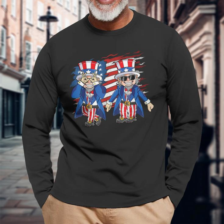 4Th Of July Independence Day Uncle Sam Griddy Long Sleeve T-Shirt T-Shirt Gifts for Old Men