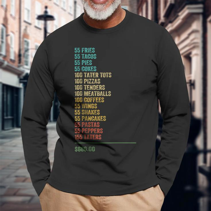 55 Burgers 55 Fries Retro Vintage Burgers Long Sleeve T-Shirt T-Shirt Gifts for Old Men