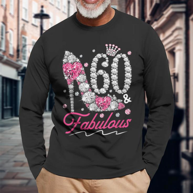 60Th Birthday 60 & Fabulous Pink 60 Years Old Diamond Shoes Long Sleeve T-Shirt Gifts for Old Men