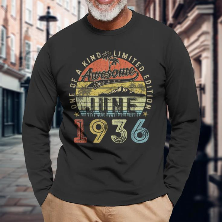 87 Year Old Awesome Since June 1936 87Th Birthday Long Sleeve T-Shirt Gifts for Old Men