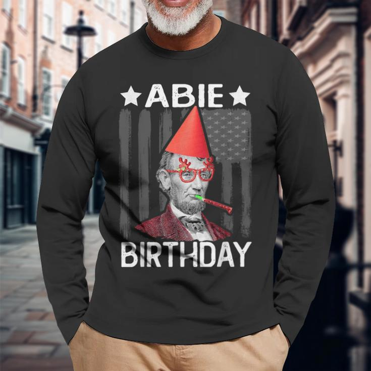 Abie Birthday Abraham Lincoln Birthday Party Pun Long Sleeve T-Shirt Gifts for Old Men