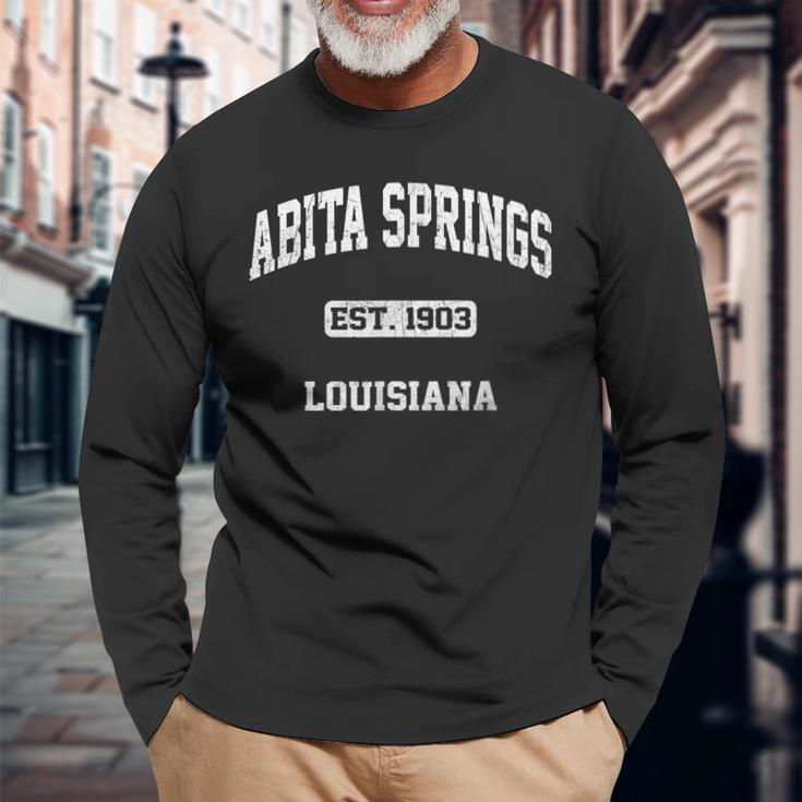 Abita Springs Louisiana La Vintage State Athletic Style Long Sleeve T-Shirt Gifts for Old Men