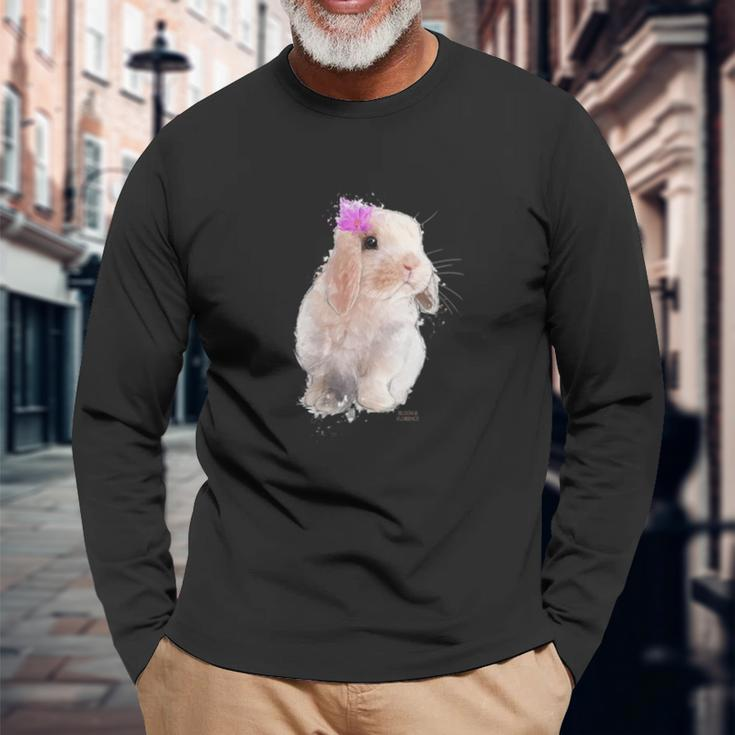 Adorable Rabbit Bunny Cute Drawing Art Illu Long Sleeve T-Shirt Gifts for Old Men
