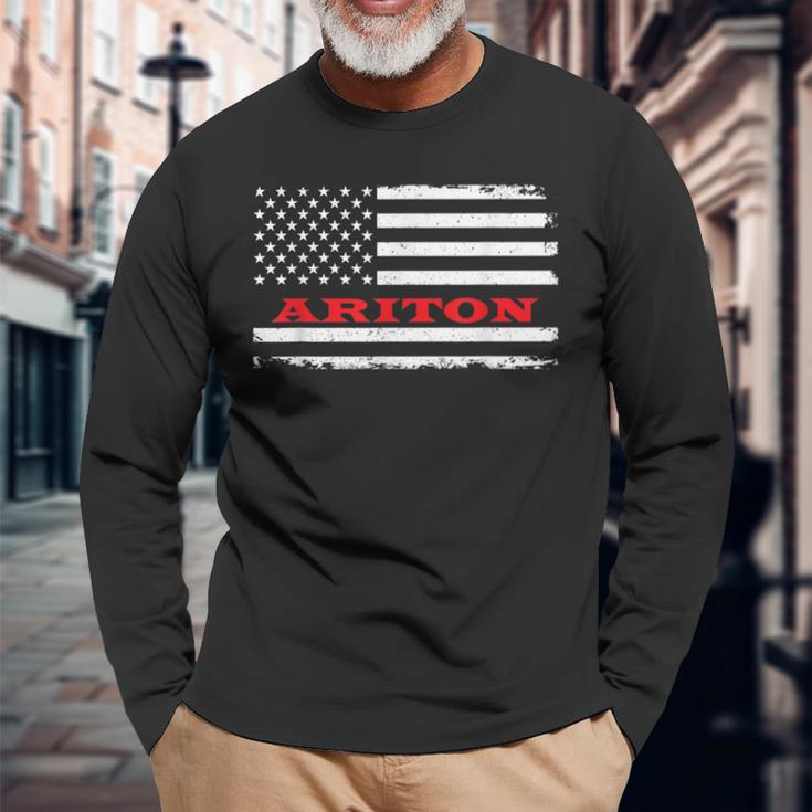 Alabama American Flag Ariton Usa Patriotic Souvenir Long Sleeve T-Shirt Gifts for Old Men