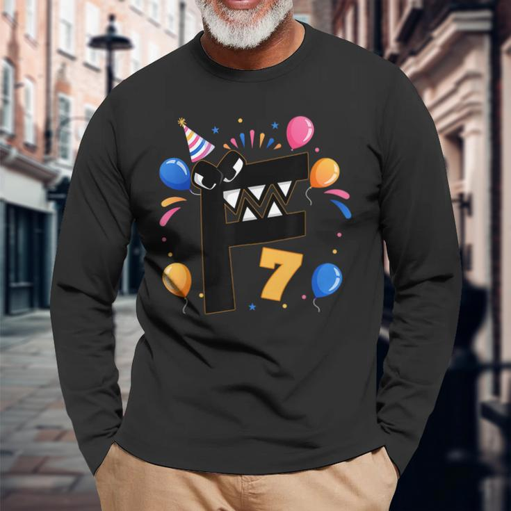 Alphabet Lore F 7 Years 7Th Birthday Boys Villain Letter Long Sleeve T-Shirt Gifts for Old Men