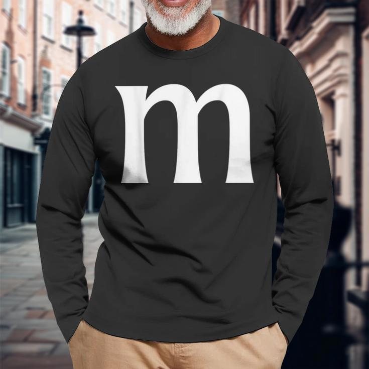 Alphabet M Family Letter M Halloween Costumes Long Sleeve T-Shirt Gifts for Old Men