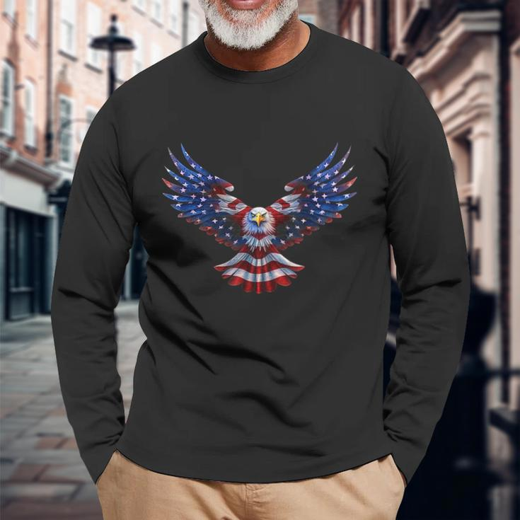 American Eagle Flag Usa 4Th Of July Long Sleeve T-Shirt T-Shirt Gifts for Old Men