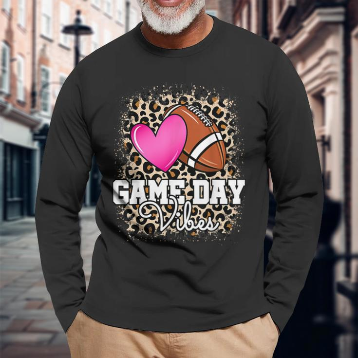 American Football Lover Game Day Leopard Cheetah Football Long Sleeve Gifts for Old Men
