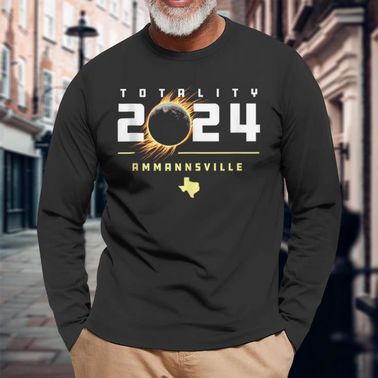 Ammannsville Texas 2024 Total Solar Eclipse Long Sleeve T-Shirt Gifts for Old Men