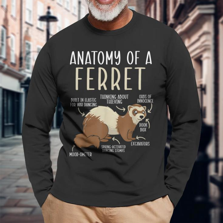 Anatomy Of A Ferret Lover Wildlife Animal Ferret Owner Long Sleeve T-Shirt Gifts for Old Men