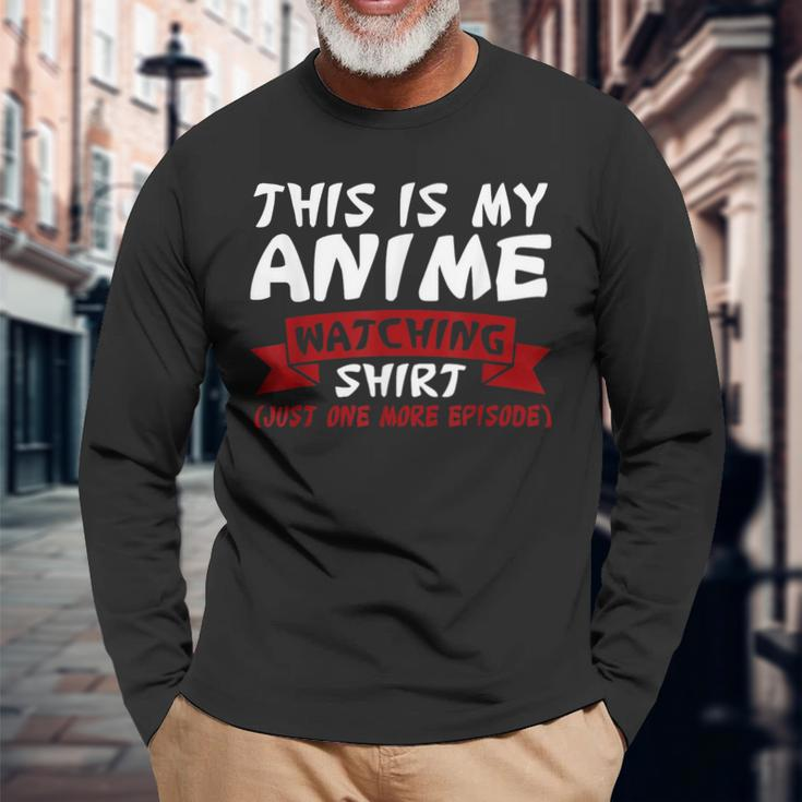 This Is My Anime Watching Anime Merchandise Waifu Long Sleeve T-Shirt Gifts for Old Men
