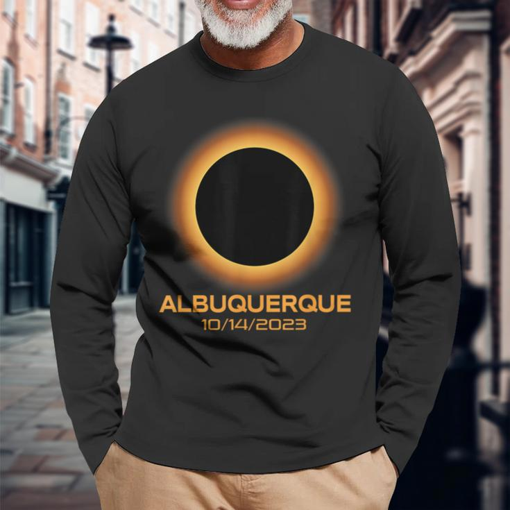 Annular Solar Eclipse 2023 Albuquerque New Mexico Astronomy Long Sleeve T-Shirt Gifts for Old Men