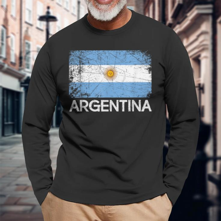 Argentinian Flag Vintage Made In Argentina Long Sleeve T-Shirt Gifts for Old Men