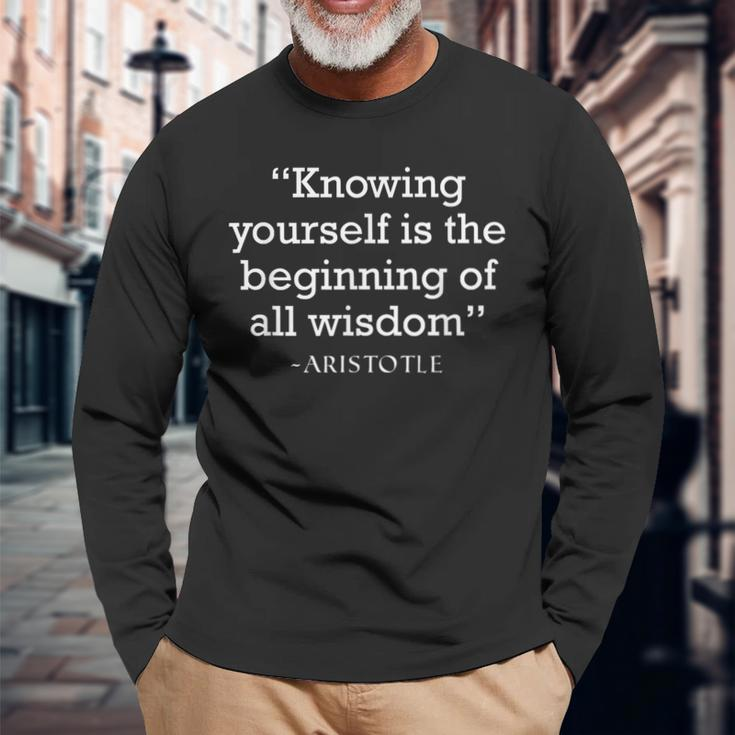Aristotle Wisdom & Introspection Philosophy Quote Long Sleeve T-Shirt Gifts for Old Men