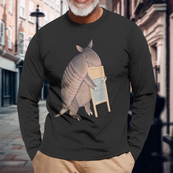 Armadillo Playing The Washboard Long Sleeve T-Shirt Gifts for Old Men