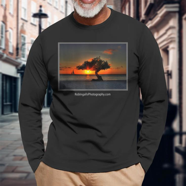 Aruba Divi Tree And Sailboat Long Sleeve T-Shirt Gifts for Old Men