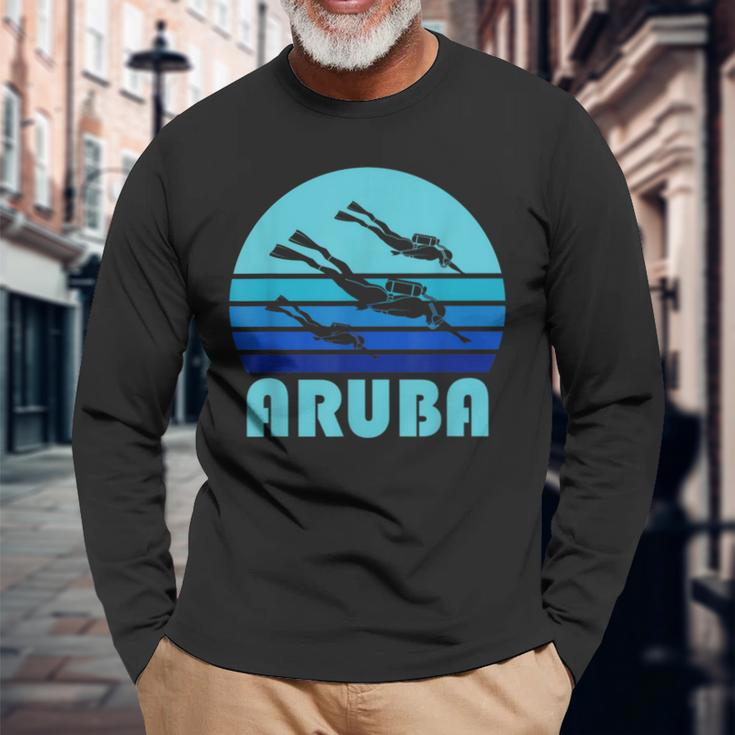 Aruba Scuba Diving Caribbean Diver Long Sleeve T-Shirt Gifts for Old Men
