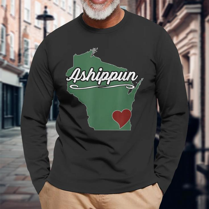 Ashippun Wisconsin Wi Usa City State Souvenir Long Sleeve T-Shirt Gifts for Old Men