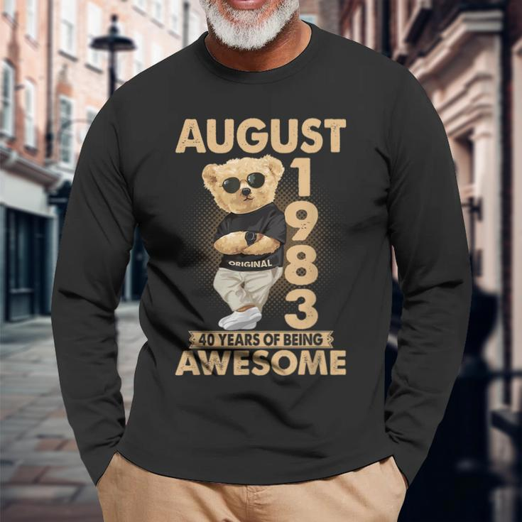 August 1983 40Th Birthday 2023 40 Years Of Being Awesome Long Sleeve Gifts for Old Men