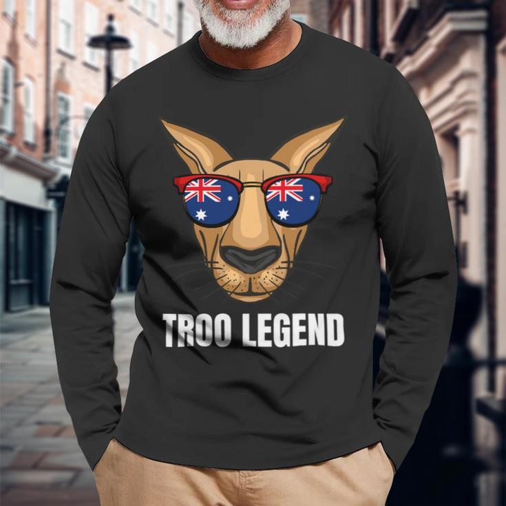 Australian Kangaroo Australia Flag Aussie 2 Long Sleeve T-Shirt Gifts for Old Men