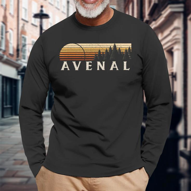 Avenal Ca Vintage Evergreen Sunset Eighties Retro Long Sleeve T-Shirt Gifts for Old Men