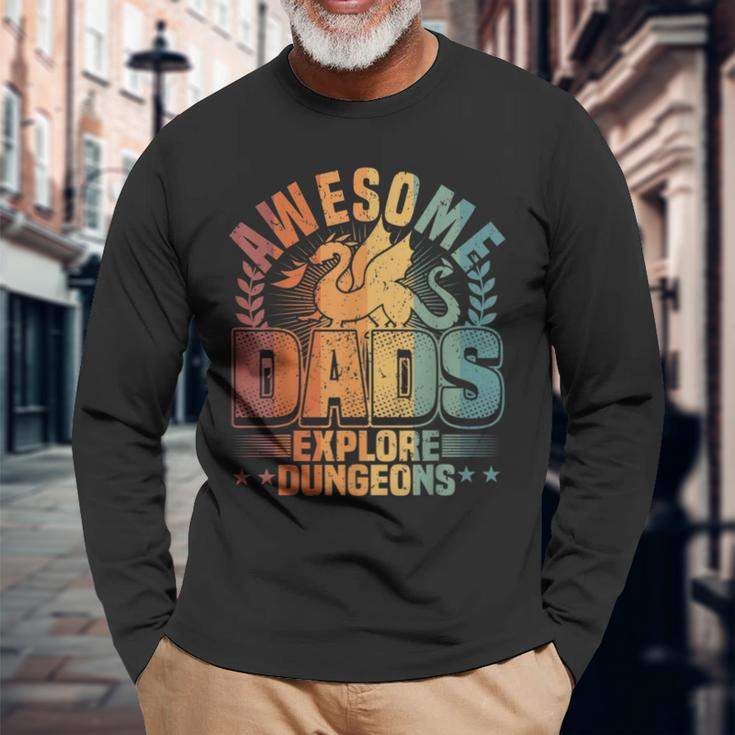 Awesome Dads Explore Dungeons Rpg Gaming & Board Game Dad Long Sleeve T-Shirt Gifts for Old Men