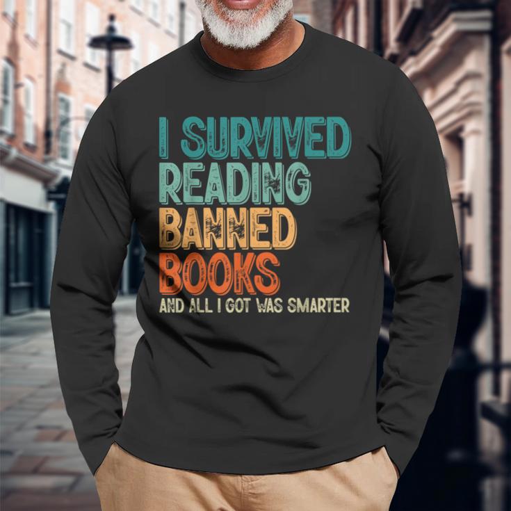 Im With The Banned I Survived Reading Banned Books Long Sleeve T-Shirt Gifts for Old Men