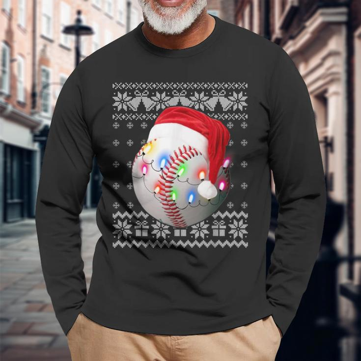 Baseball Christmas Ugly Christmas Sweater Long Sleeve T-Shirt Gifts for Old Men