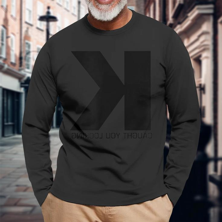 Baseball Softball Caught You Looking Strikeout Baseball Long Sleeve T-Shirt Gifts for Old Men