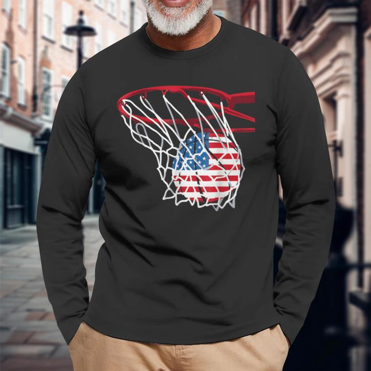 Basketball 4Th Of July American Flag Patriotic Boys Usa Long Sleeve T-Shirt T-Shirt Gifts for Old Men
