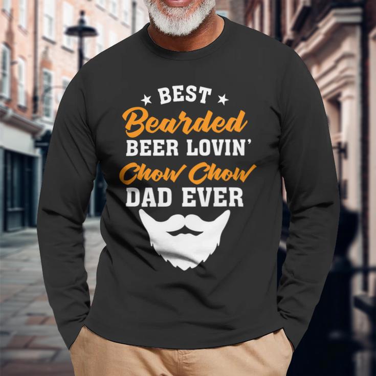 Beer Best Bearded Beer Lovin Shiba Inu Dad Dog Lover Humor Long Sleeve T-Shirt Gifts for Old Men