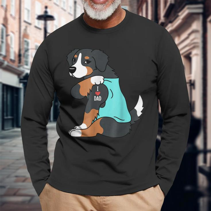 Bernese Mountain Dog I Love Dad Dog Fathers Day Long Sleeve T-Shirt Gifts for Old Men