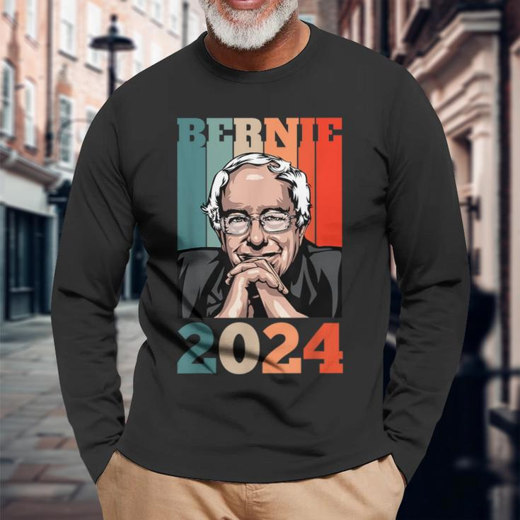 Bernie Sanders For President 2024 Feel The Bern Progressive Long Sleeve T-Shirt T-Shirt Gifts for Old Men