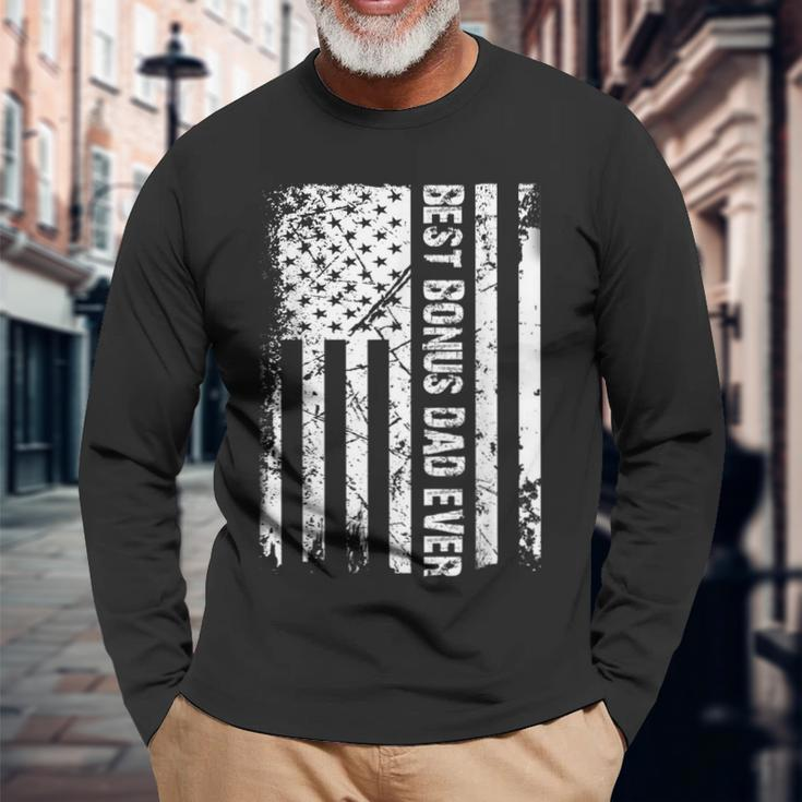 Best Bonus Dad Ever American Flag Father Day Long Sleeve T-Shirt T-Shirt Gifts for Old Men
