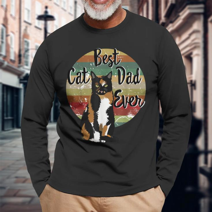 Best Cat Dad Ever Calico Fathers Day Retro Long Sleeve T-Shirt T-Shirt Gifts for Old Men