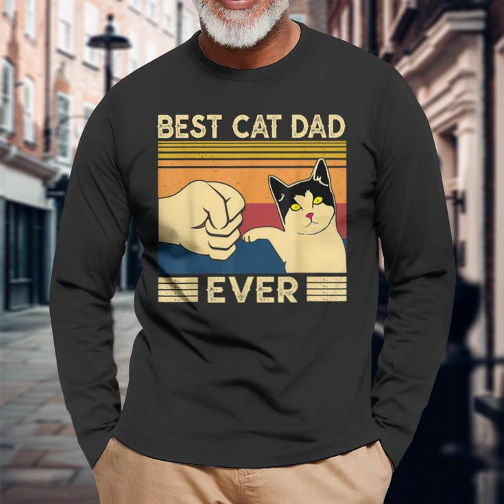 Best Cat Dad Ever Vintage Cat Daddy Father Day Long Sleeve T-Shirt T-Shirt Gifts for Old Men