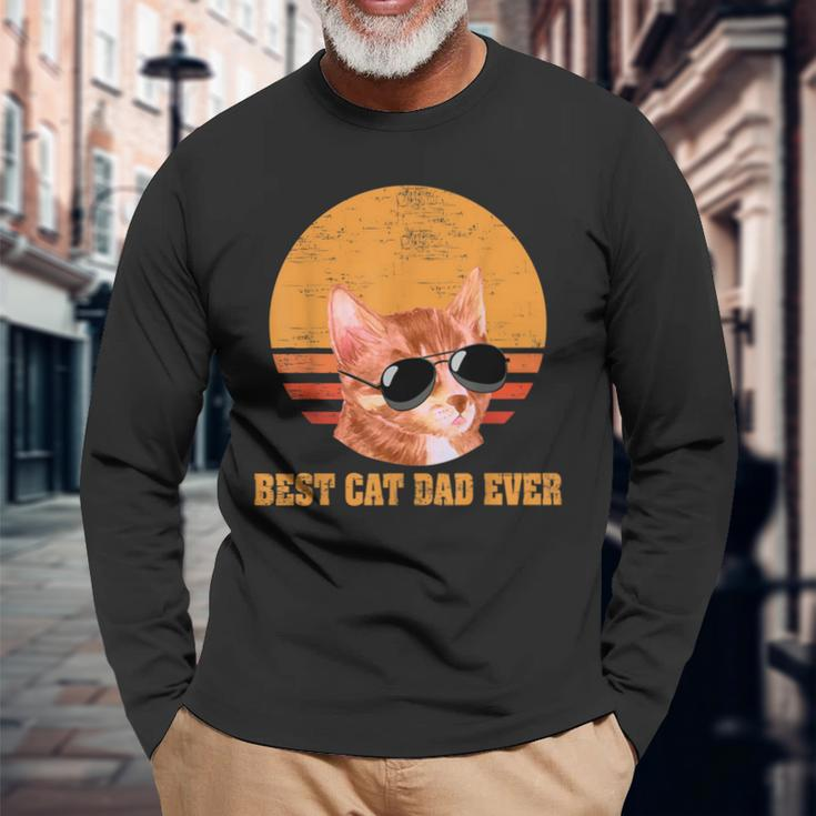 Best Cat Dad Ever Vintage Cat Lover Long Sleeve T-Shirt T-Shirt Gifts for Old Men