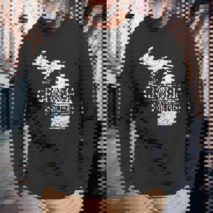 Best Grandpa In Michigan Grandpa Long Sleeve T-Shirt T-Shirt Gifts for Old Men