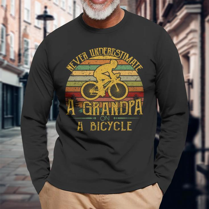 Bicycle Grandpa Never Underestimate A Grandpa On A Bicycle Long Sleeve T-Shirt Gifts for Old Men