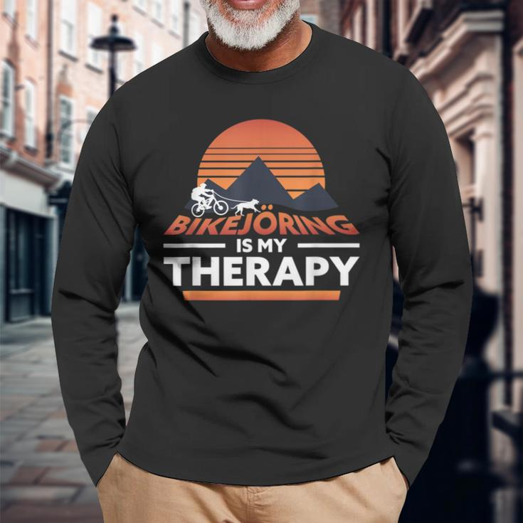 Bikejöring Is My Therapy Dog Training Long Sleeve T-Shirt Gifts for Old Men