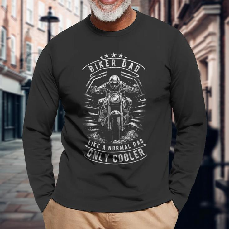 Biker Dad Motorcycle Fathers Day For Fathers Long Sleeve T-Shirt Gifts for Old Men