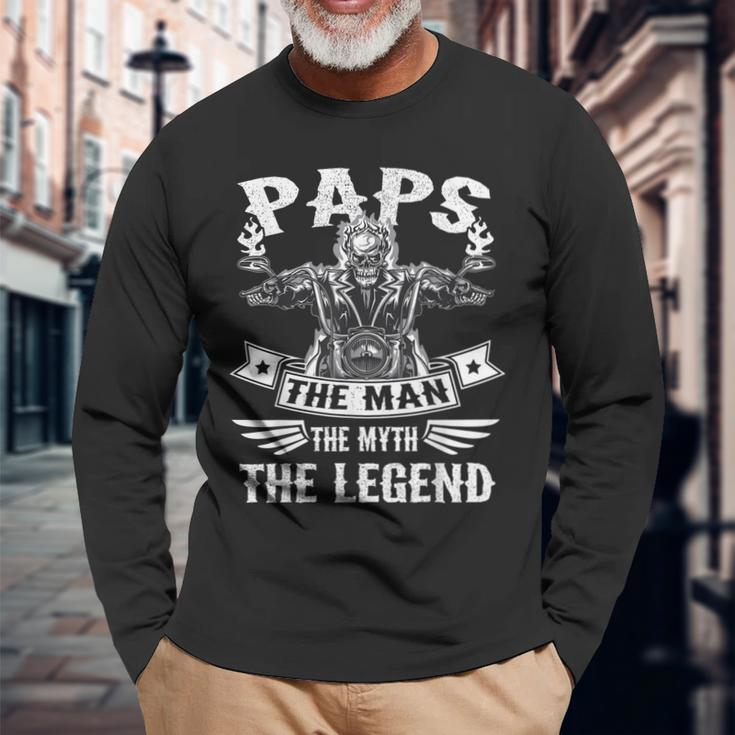Biker Grandpa Paps The Man Myth The Legend Motorcycle Long Sleeve T-Shirt T-Shirt Gifts for Old Men