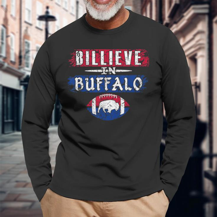 Billieve In Buffalo Vintage Football Long Sleeve T-Shirt Gifts for Old Men