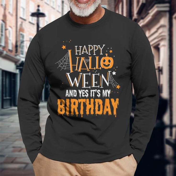 Birthday Halloween Halloween Birthday Long Sleeve T-Shirt Gifts for Old Men