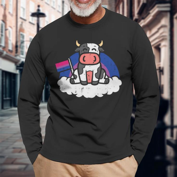 Bisexual Flag Cow Lgbt Bi Pride Stuff Farmer Animal Long Sleeve T-Shirt T-Shirt Gifts for Old Men