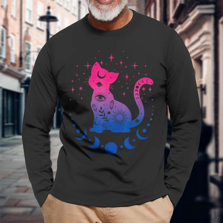Bisexual Pride Flag Colors Astronomy Cat Long Sleeve T-Shirt T-Shirt Gifts for Old Men