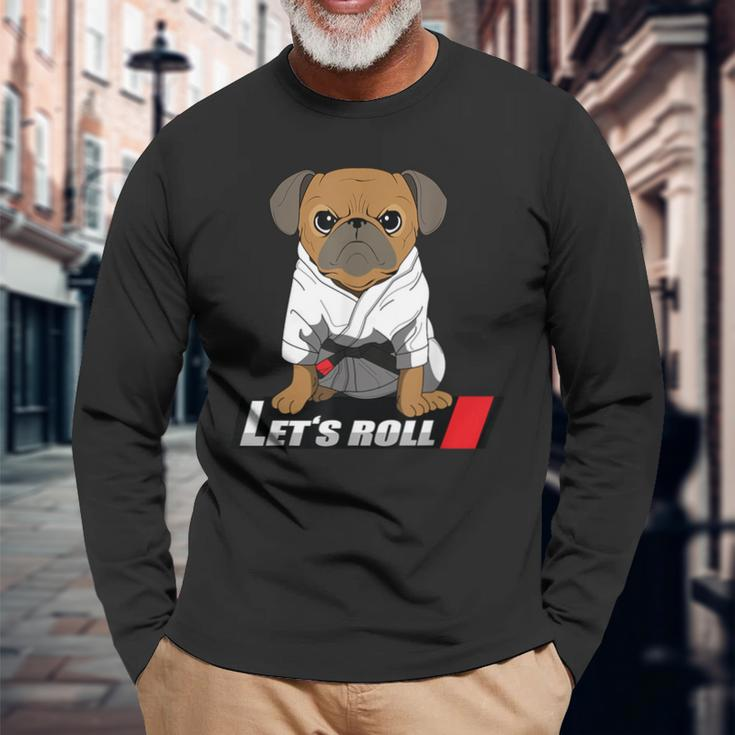 Bjj Pug Brazilian Jiu Jitsu Long Sleeve T-Shirt Gifts for Old Men