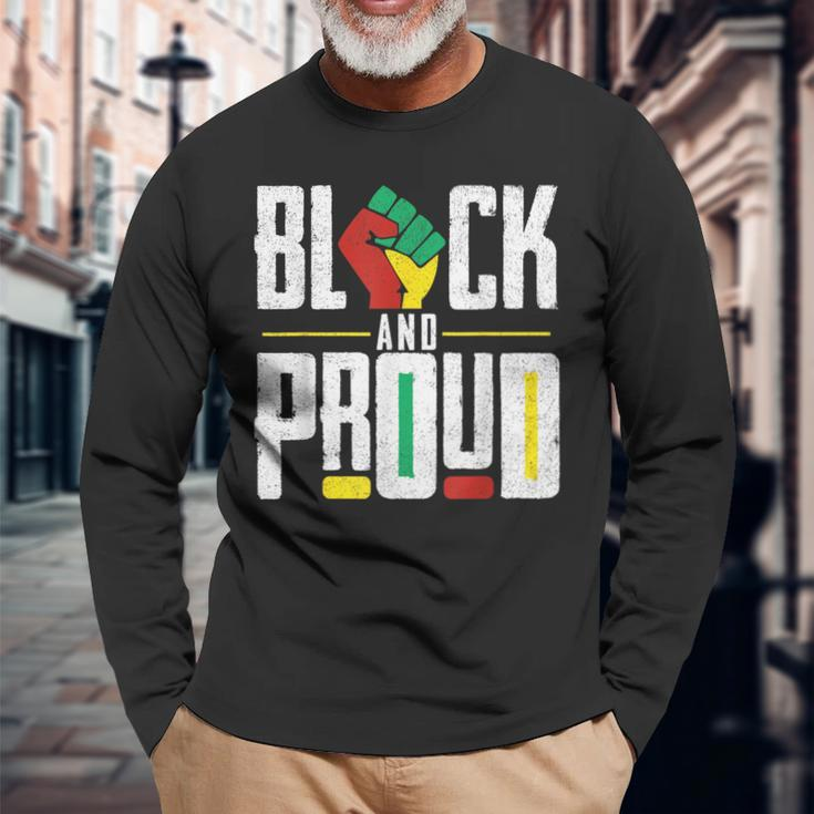Black And Proud Raised Fist Junenth Afro American Freedom Long Sleeve T-Shirt T-Shirt Gifts for Old Men