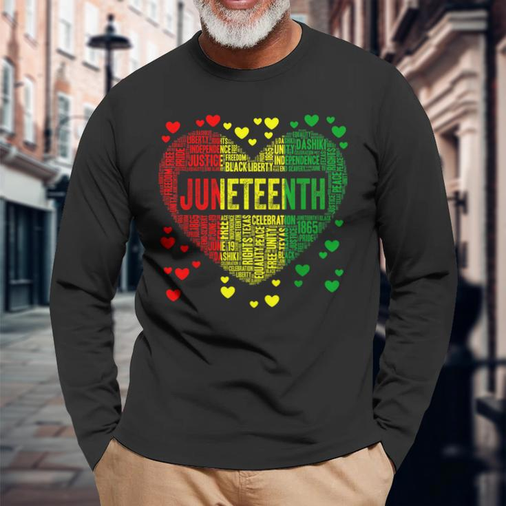 Black History Heart Junenth Melanin African American Long Sleeve T-Shirt T-Shirt Gifts for Old Men